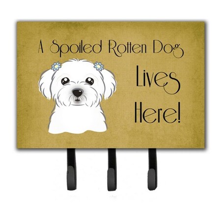 Jensendistributionservices Maltese Spoiled Dog Lives Here Leash & Key Holder MI1725091